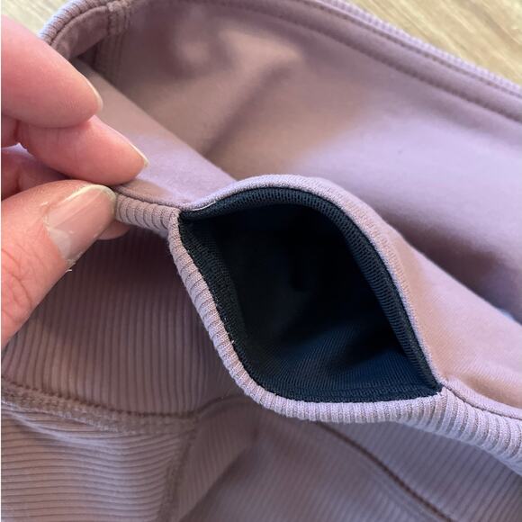 Zella Womens High Waist Leggings Size M Mauve Ribbed Knit High Support NWT - Picture 4 of 8